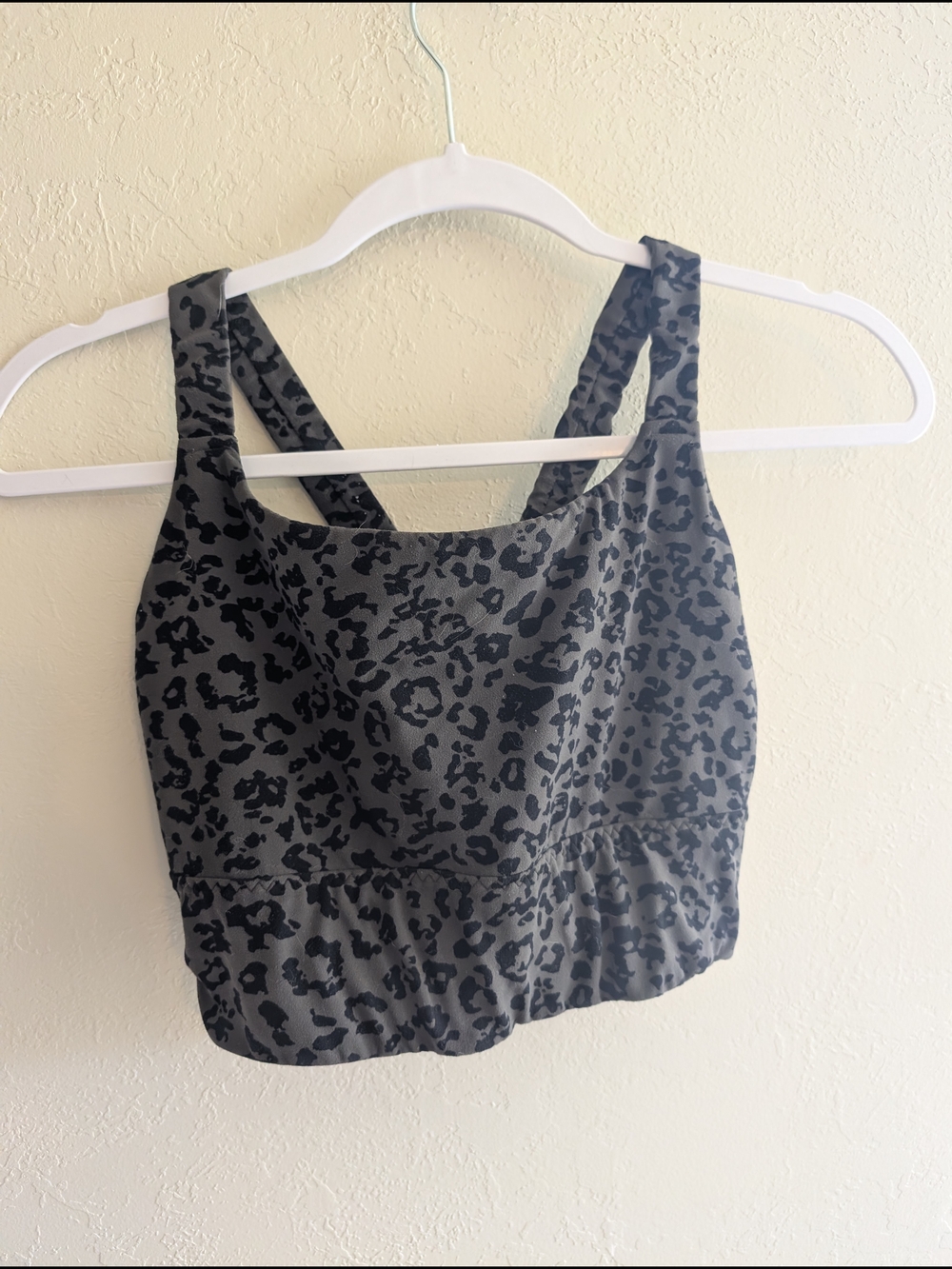 Athleta Gray and Black Leopard Print Sports Bra